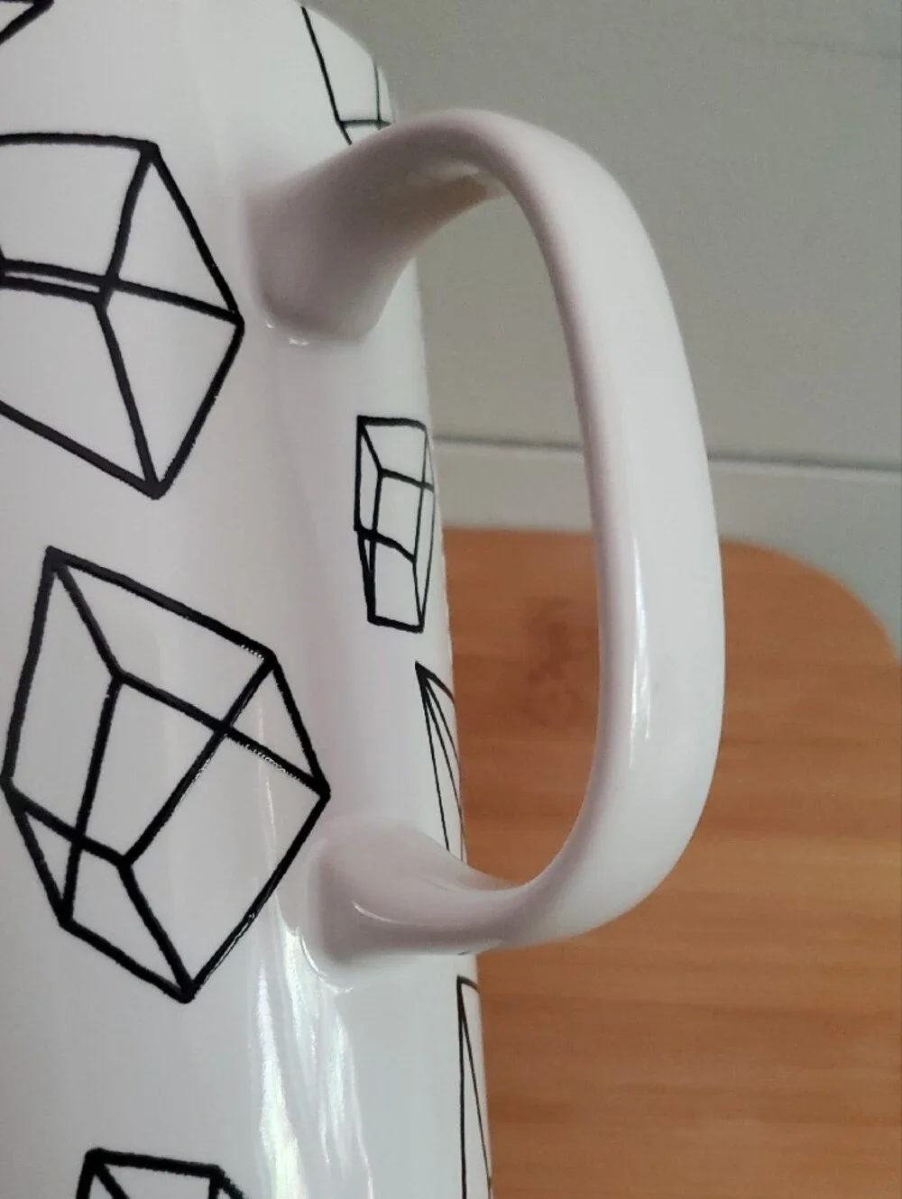 Starbucks White Mug with Green Circle and Black Geometric Print